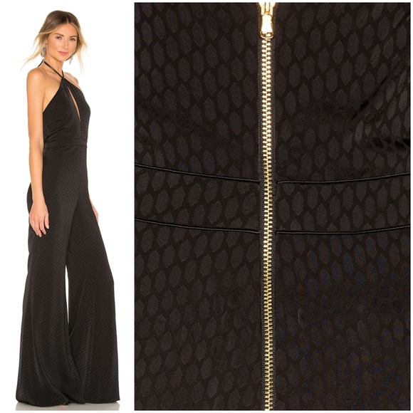 ALEXIS JUMPSUIT,BLACK WIDE LEGS SIZE L - Picture 2 of 12